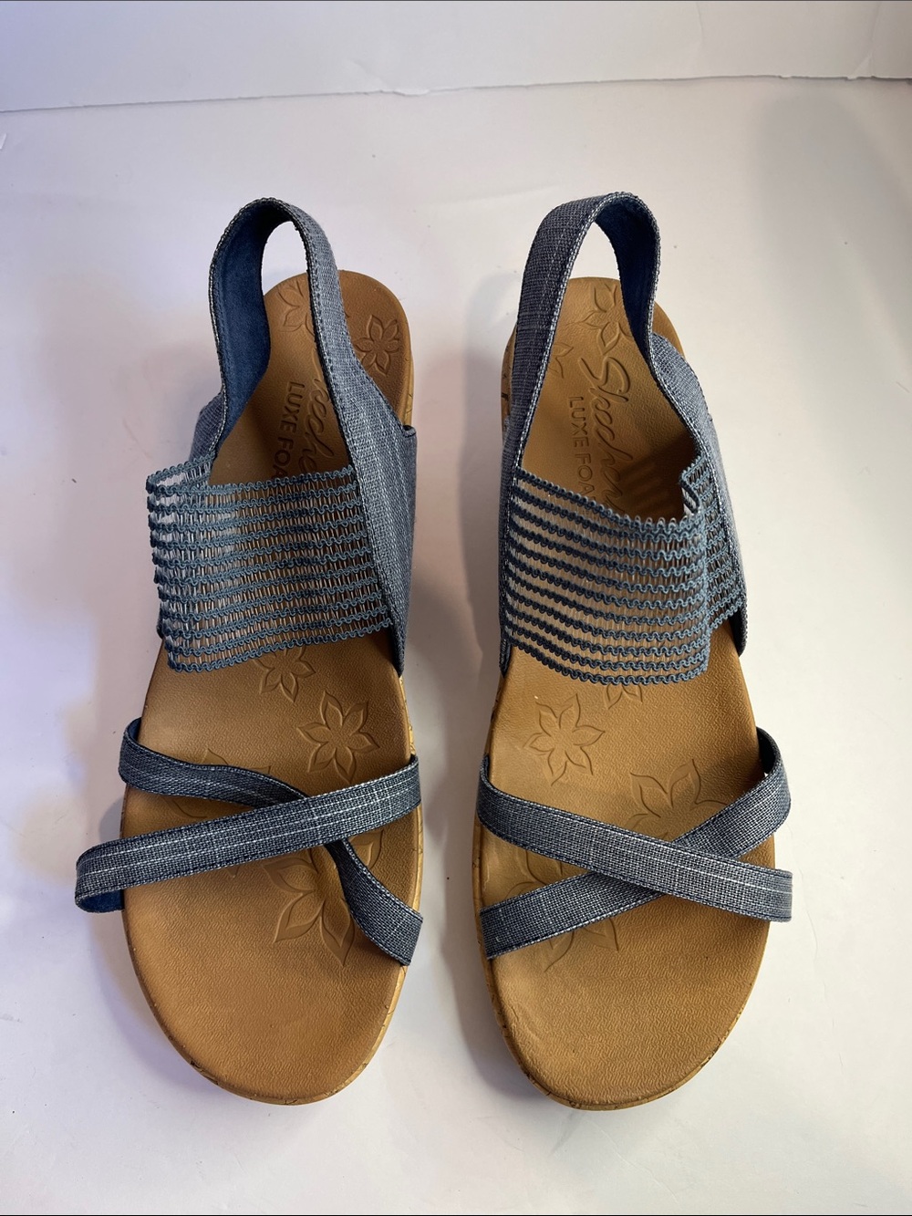 Skechers Blue Denim-Style Slingback Strappy Sandals